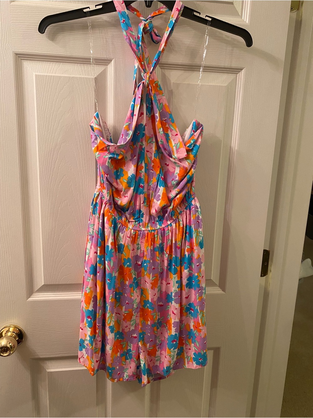 Floral Halter Romper in Pink
